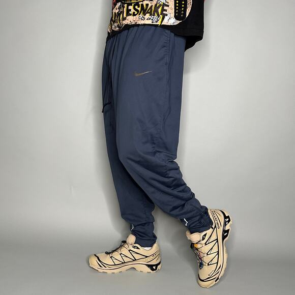 Nike Sweatpants Navy Blue Polyester Joggers Subtle Swoosh has